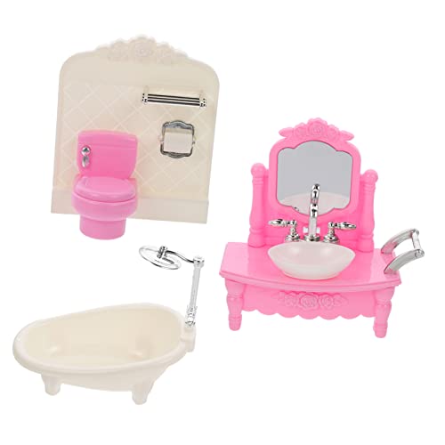 Mikinona Miniatur Badezimmermöbel Teilig aus Robustem Miniatur Badewanne Toilette Waschbecken Dekoratives Puppenhaus Zubehör Vielseitiges für DIY Deko von Mikinona