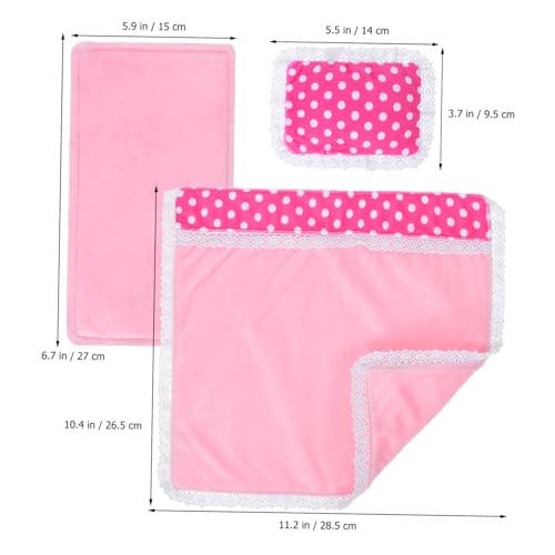 Mikinona Miniatur Bettwäsche Puppenhaus Schlafzimmer Zubehör Weiche Stoffe Mini Matratze Kissen Steppdecke Niedliches Design Dreiteiliges für Kleine Puppen Fördert Fantasievolles Spiel von Mikinona