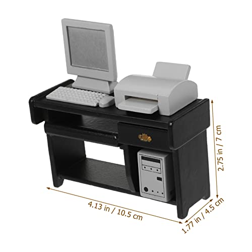 Mikinona Miniatur Büro Schreibtisch Modell Puppenhaus Möbel mit Computer Tastatur Drucker Schwarze Miniatur Schreibtischszene für Bastelprojekte Mikinona Miniatur Büro Schreibtisch Modell Puppenhaus Möbel mit Computer Tastatur Drucker Schwarze Miniatur Schreibtischszene für Bastelprojekte von Mikinona