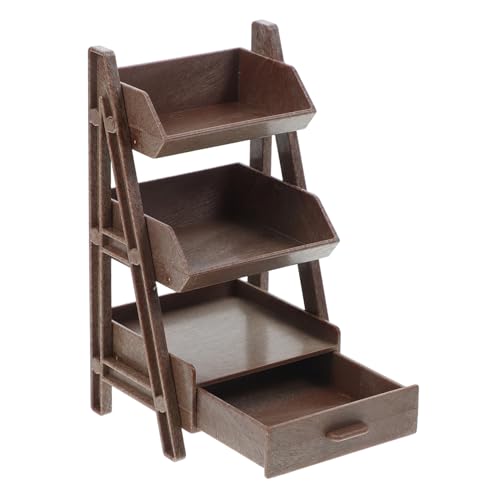 Mikinona Miniatur Dreistöckiges Regal aus Robustem Material Tragbar und Leicht für Puppenhaus Dekoration Miniaturlandschaften Kinderzimmer und Vielseitige Aufbewahrung Kleiner Figuren von Mikinona
