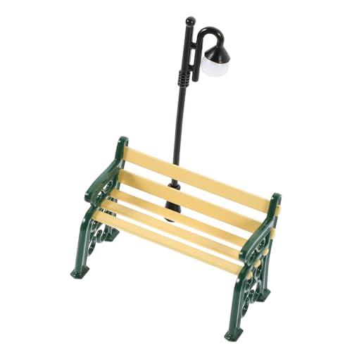 Mikinona Miniatur Gartenaccessoires Teiliges mit Miniaturbank und Straßenlaterne für Puppenhäuser und Bonsai Modelle Dekorative Gartenminiaturen Langlebige Spielzeuge für DIY Landschaften von Mikinona