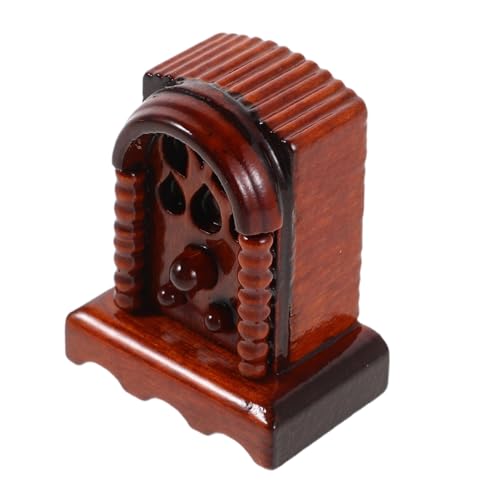 Mikinona Miniatur Holz Dollhouse Radio Realistische Puppenhaus Möbel Rote Holzfarbe Kompatibel mit Dollhouse Accessoires Kreatives für Dekoration und Sammler von Mikinona