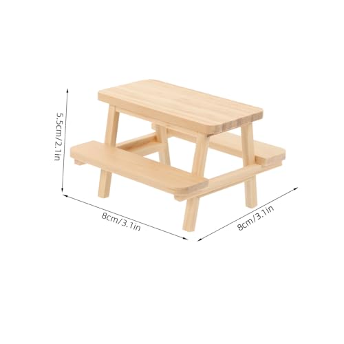 Mikinona Miniatur Holz Picknicktisch Puppenhaus Möbel Prop Realistisches Kompaktes Design Leichtes Miniaturmöbel für Puppenhaus Dekoration und Fotografie Vielseitiges Zubehör für Miniatur von Mikinona