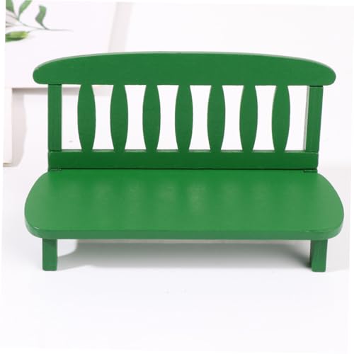 Mikinona Miniatur Holzbank Deko Vintage Fotorequisite Mini Settee Modell Grüner Stuhl Ornament für Haus Büro Bar von Mikinona