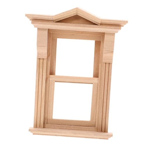 Mikinona Miniatur Holzfenster Modell für Puppenhaus DIY Unbemalt Filigrane Mini Haus Fensterdekoration Handwerkliche Holzfensterrahmen für Miniatur Szenen von Mikinona
