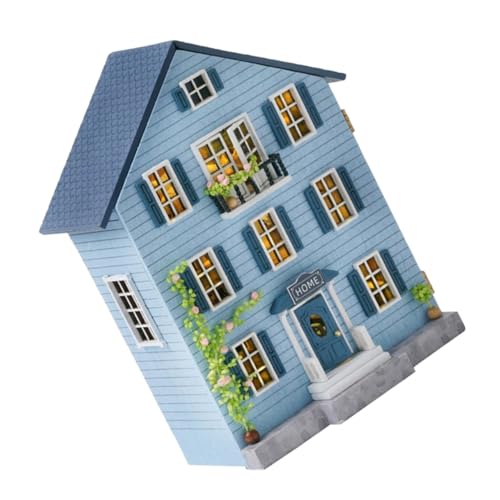 Mikinona Miniatur Holzhaus Bausatz mit Möbeln Stabiles DIY Puppenhaus Set Kompakt und Tragbar Kleines Modell für Kreative Festliche Dekoration für Teens von Mikinona
