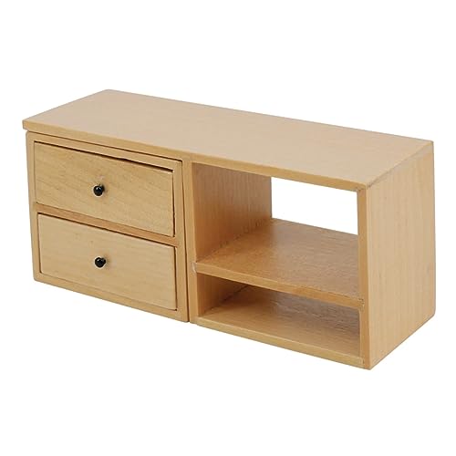 Mikinona Miniatur Holzregal Mikromodell Kleines Puppenhaus Möbel Dekoratives Mini Schränkchen für Büro und Zimmer Handgefertigt Tragbar Detailreich und Fotorequisite von Mikinona