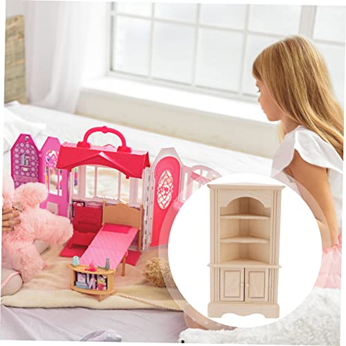 Mikinona Miniatur Holzschrank mit Beweglicher Tür Robustes Puppenhaus Möbel Lebensechter Mini Haus Schrank für Dekoration Fotorequisit und Kinderspielzeug Naturfarbenes Modell von Mikinona