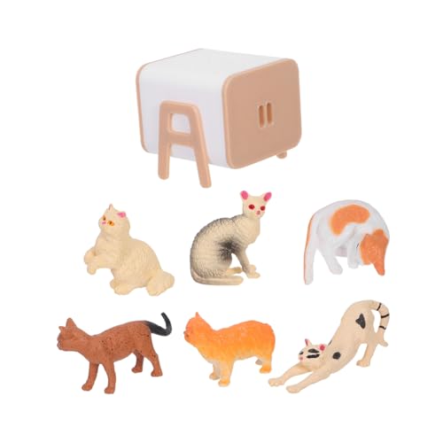 Mikinona Miniatur Katzenfigur Spielset Realistische Miniatur Katzen für Puppenhaus Dekor Kuchenaufsätze und Interaktives Rollenspiel für Kreatives Lernen und Katzenfreunde von Mikinona