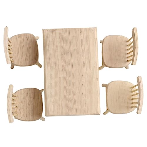 Mikinona Miniatur Möbel Set aus Holz Tisch und Stühle für Puppenhaus Dekoratives Zubehör für DIY Mikroszenen und Kreative Bastelprojekte Teiliges Set Hochwertiger Verarbeitung von Mikinona