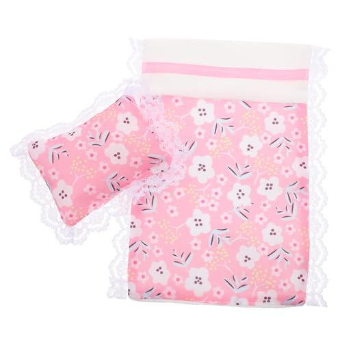 Mikinona Miniatur Puppenhaus Bettwäsche Weiches Bettlaken und Kissen Realistische Puppenhaus Schlafzimmer Accessoires Verarbeitung Langlebiges Puppenbett Zubehör Dekorativ für Kleine von Mikinona