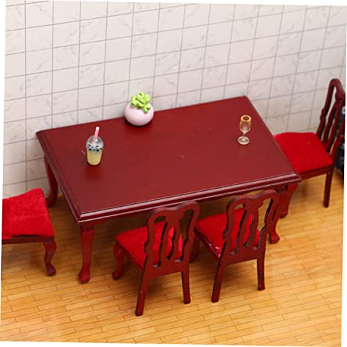 Mikinona Miniatur Puppenhaus Esszimmer Möbel Maßstab Retro Design Teiliges mit Stühlen und Tisch Detailgetreue Miniatur Möbel für Puppenstube Dekoration von Mikinona