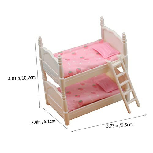 Mikinona Miniatur Puppenhaus Möbel Etagenbett Modell aus Kunststoff und Stoff Realistische Form Vielseitig Einsetzbar als Puppenzubehör und Dekoration für Mini Dollhouse von Mikinona