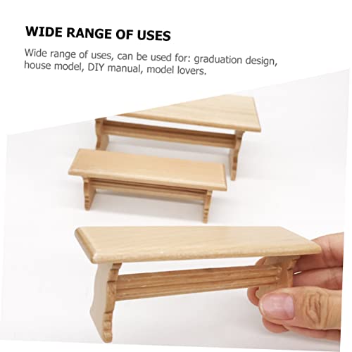 Mikinona Miniatur Puppenhaus Möbel Mini Holztisch und Stühle Mikro Haus Dekoration DIY Modell Zubehör für Modellliebhaber von Mikinona