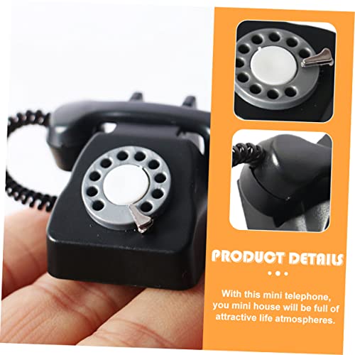 Mikinona Miniatur Retro Telefon Figurine aus Kunststoff Puppenhaus Zubehör Leicht Detailreich Robust für DIY Puppenmöbel und Kinderparty Dekoration von Mikinona