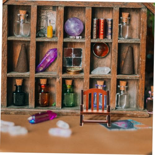 Mikinona Miniatur Schaukelstuhl Holz Deko Puppenhaus Möbel Miniaturmöbel Zubehör Vintage Design für Kinderzimmer Wohnzimmer Dekoration von Mikinona