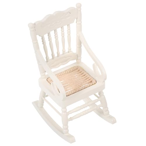 Mikinona Miniatur Schaukelstuhl aus Holz Weiß mit Seil Sitz Puppenhaus Möbel Kleiner Dekorativer Stuhl für Puppenhaus Zubehör und Hausdekoration Mikinona Miniatur Schaukelstuhl aus Holz Weiß mit Seil Sitz Puppenhaus Möbel Kleiner Dekorativer Stuhl für Puppenhaus Zubehör und Hausdekoration von Mikinona