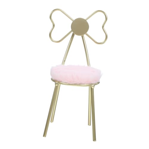 Mikinona Miniatur Schmetterlingsstuhl mit Rosa Sitzkissen Puppenhaus Möbel Teilig Realistische Mini Stuhl Dekoration für DIY Puppenhaus Landschaft Schlafzimmer von Mikinona