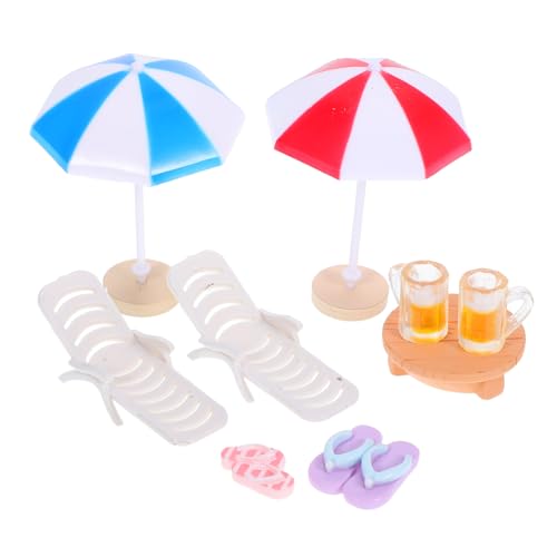 Mikinona Miniatur Set Strandmöbel für Puppenhaus Deko Teiliges Set mit Stühlen Sonnenschirm Tisch Bierbecher Kleinen Hausschuhen für Kreative DIY Strandgarten Projekte Mikinona Miniatur Set Strandmöbel für Puppenhaus Deko Teiliges Set mit Stühlen Sonnenschirm Tisch Bierbecher Kleinen Hausschuhen für Kreative DIY Strandgarten Projekte von Mikinona
