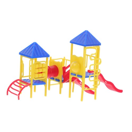 Mikinona Miniatur Spielplatzmodell Langlebiges Kunststoff DIY Sandtisch Kleine Bunte Outdoor Kinderspielplatz Deko Maßstab für Puppenhaus und Bastelprojekte Zufällige Farbe von Mikinona