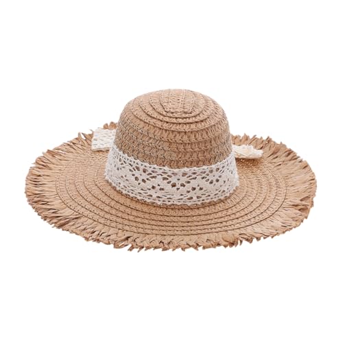 Mikinona Miniatur Strohhut mit Spitzenband Dekorativer Mini Strohhut für Puppen DIY Bastelzubehör Kleiner Geflochtener Sonnenhut für Puppenhäuser und Kostüme von Mikinona