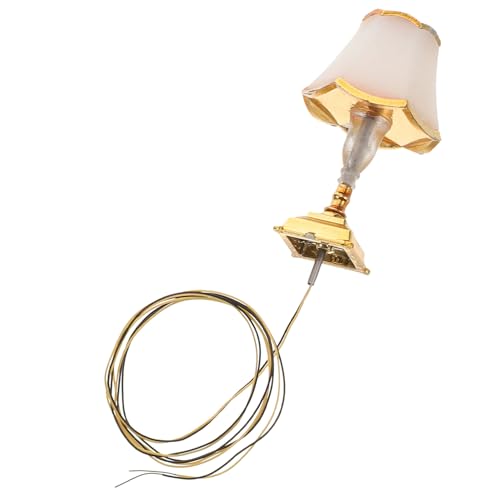 Mikinona Miniatur Tischlampe Puppenhaus Zubehör Vintage Retro Stil Warmes Licht Handarbeit Dekorative Miniatur Lampe für Puppenstube und Modellspielzeug von Mikinona