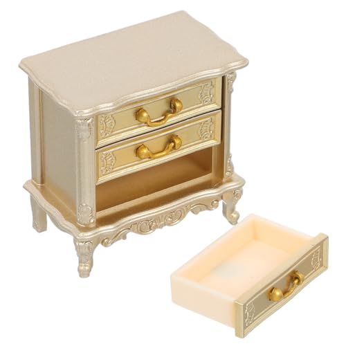 Mikinona Miniatur Vintage Nachttisch Schrank Holz Kompakter Puppenhaus Möbel Dekoration Kreatives für Schlafzimmer und Puppenhaus Zubehör von Mikinona