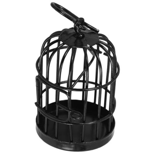 Mikinona Miniatur Vogelkäfig Mini Haus Dekoration Miniaturmodell für Puppenhaus Mikro Landschaft Schwarzes Ornament Geschenkidee für Sammler und Miniaturfans von Mikinona