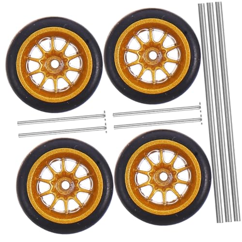 Mikinona Modellauto Rad Ersatzset Robustes Gummireifen Ferngesteuerte Autos Goldfarbene Speichige Felgen Geeignet für Auto Modellfans und DIY Enthusiasten Langlebig und Detailgetreu von Mikinona