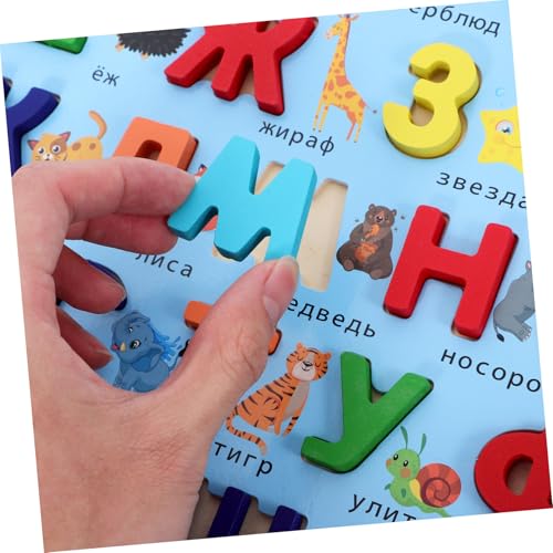 Mikinona Montessori Holzpuzzle Russisches Alphabet Lernspielzeug für Kleinkinder Feinmotorik Pädagogisches Puzzle Board für Kindergeburtstag Geschenk und Frühe Bildung von Mikinona