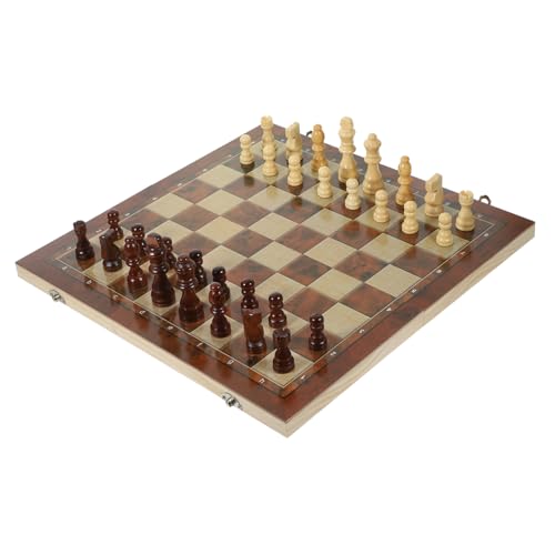 Mikinona Multifunktionales Schachspiel aus Holz mit Großem Brett für Erwachsene Inklusive Schach Dame und Backgammon Langlebig für Familie Schule und Reisen von Mikinona