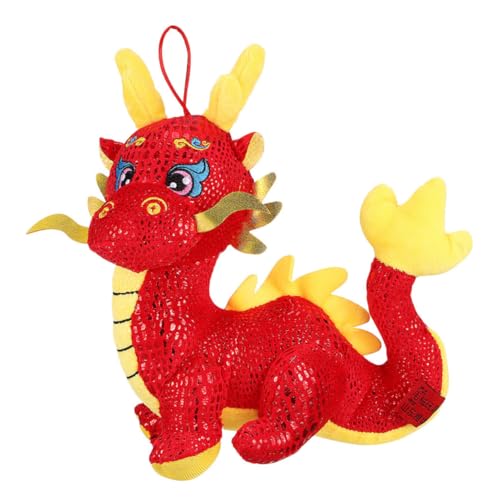 Mikinona Plüsch Drache Stofftier Glücksbringer Neujahrsdeko Chinesisches Jahr Geschenk für Familie Freunde von Mikinona
