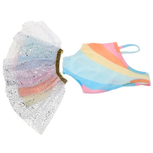 Mikinona Puppen Tüllrock Regenbogen Ballettkleid Ballettkostüm Prinzessin Tutu für Mädchenpuppen Geburtstagsfeier Karneval und Rollenspiele von Mikinona