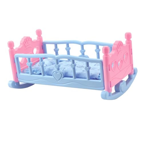 Mikinona Puppenbett Puppenhaus Möbel Zubehör Miniaturbett für Mädchen Spielhaus Dekoration Sicheres Material für Rollenspiele und Puppenhaus Schlafzimmer von Mikinona