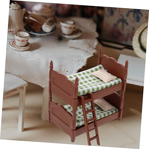 Mikinona Puppenhaus Miniatur Etagenbett Doppelstockbett Mini Bett Spielzeugmöbel Realistisch Detailgetreu für Puppenhaus Dekoration Kinderzimmer Zubehör von Mikinona