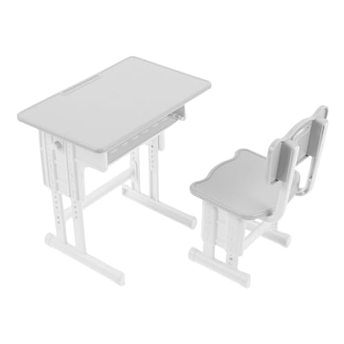 Mikinona Puppenhaus Miniatur Schulmöbel Set Realistischer Mini Schreibtisch und Stuhl in Detailreiche Lernumgebung für Spielhaus Dekoration und Kreativitätsspielzeug von Mikinona