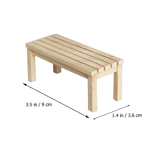 Mikinona Puppenhaus Möbel Outdoor Sitzbank Holzspielzeug Dekoration für Miniaturmöbel Sammler von Mikinona
