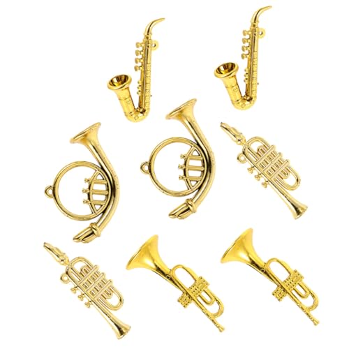 Mikinona Puppenhaus Zubehör Teilig mit Mini Saxophon Trompete Horn Detailgetreu Langlebig Dekorativ für Kinderzimmer und Fotohintergrund von Mikinona