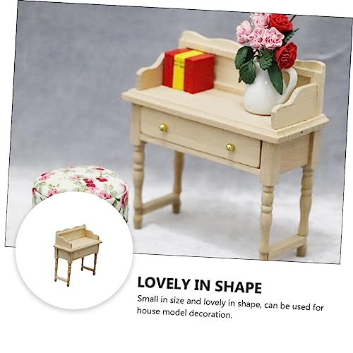Mikinona Puppenhaus-möbelmodell Puppenhaus-Schreibtisch Miniatur Kindermöbel Mini puppenmöbel Mini hausmöbel Dollhouse Desk Wohnzimmer Möbel Schreibtisch Modell Hölzern von Mikinona