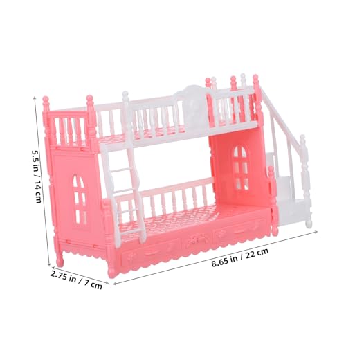 Mikinona Puppenhausmöbel Puppenbett Etagenbett mit Leiter Prinzessin Schlafzimmer Dekoration Miniatur Puppenhaus Zubehör Mädchen von Mikinona