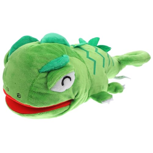 Mikinona Reptilien Handpuppe Chamäleon mit Beweglichem Mund Weiches Hautfreundliches Plüschspielzeug für Kindergarten Rollenspiel und Frühe Bildung Langlebig und Farbecht von Mikinona