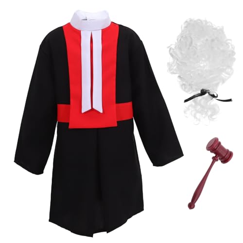 Mikinona Richterkostüm mit Perücke und Hammer Unisex Kostüm für Rollenspiele und Themenpartys für Hochwertiges Karneval Outfit für Berufserfahrung und Theateraufführungen von Mikinona
