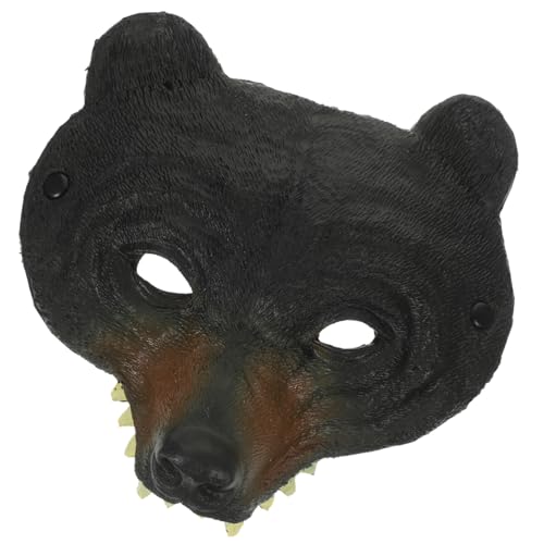 Mikinona Schwarze Bärenmaske aus PU Material Realistisch und Bequem für Karneval Halloween Party Cosplay Tierkostüm Erwachsene Maskenball Zubehör von Mikinona