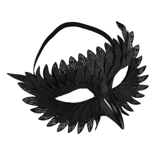 Mikinona Schwarze Halbgesichts Eulen Maske für Herren Handgefertigt Leicht und Komfortabel Vogel Schnabel Design für Halloween Maskenball und Themenpartys von Mikinona