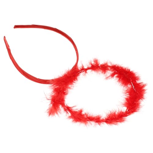 Mikinona Stirnband Engelskostüme für Frauen Engel Haarband Haarreifen Engel Kostümzubehör Stirnbänder Haarzubehör Halloween-Cosplay-Zubehör künstliche Feder rot von Mikinona