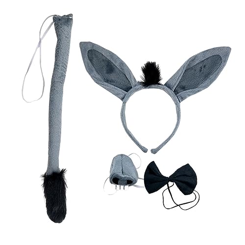 Mikinona Stirnband-set Mit Eselsohren Für Erwachsene Eselsnase Und Fliege Verkleidungsset Für Jungen- Und Mädchenpartys von Mikinona