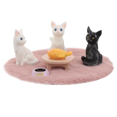 Mikinona Teiliges Set Kleine Katzenfiguren aus Weichem Plüsch Realistische Miniatur Katzenornamente für Mikro Landschaft Dekoration von Schreibtisch Nachtisch und Puppenhaus Vielseitig von Mikinona