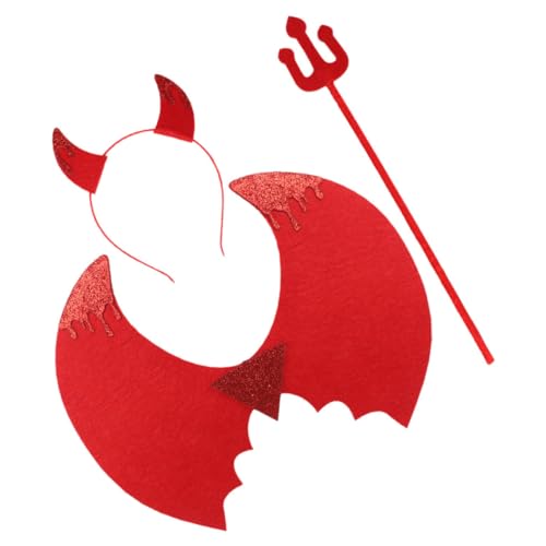 Mikinona Teufel Kostüm Rot Teiliges Halloween Party Zubehör für Mädchen Leichtes Langlebiges Rollenspiel Outfit Geeignet für Mottopartys Schulaufführungen und Fotoshootings von Mikinona