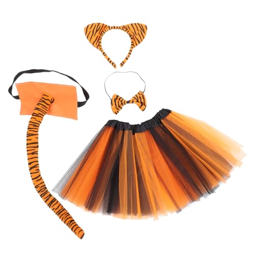Mikinona Tiger Kostüm Teiliges Cosplay Zubehör mit Tigerohren Haarreif Fliege und Orange Schwarzem Tüllrock Leicht und Langlebig für Fasching Halloween und Bühnenauftritte Mikinona Tiger Kostüm Teiliges Cosplay Zubehör mit Tigerohren Haarreif Fliege und Orange Schwarzem Tüllrock Leicht und Langlebig für Fasching Halloween und Bühnenauftritte von Mikinona