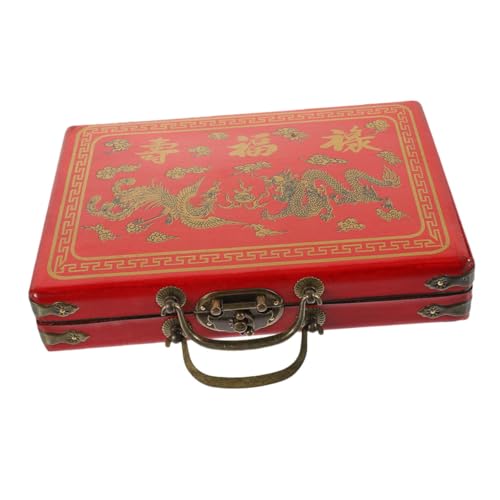 Mikinona Vintage Mahjong Aufbewahrungsbox aus Holz und PU mit Griff Stabile Mahjong Transportbox mit Schnappverschluss Vielseitig Nutzbar und Kleine Gegenstände für Zuhause und Unterwegs Mikinona Vintage Mahjong Aufbewahrungsbox aus Holz und PU mit Griff Stabile Mahjong Transportbox mit Schnappverschluss Vielseitig Nutzbar und Kleine Gegenstände für Zuhause und Unterwegs von Mikinona